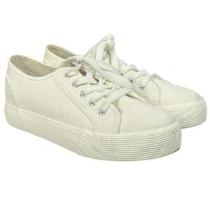 Just Fab Casual Athleisure First Timer Platform White Sneakers Size 9.5